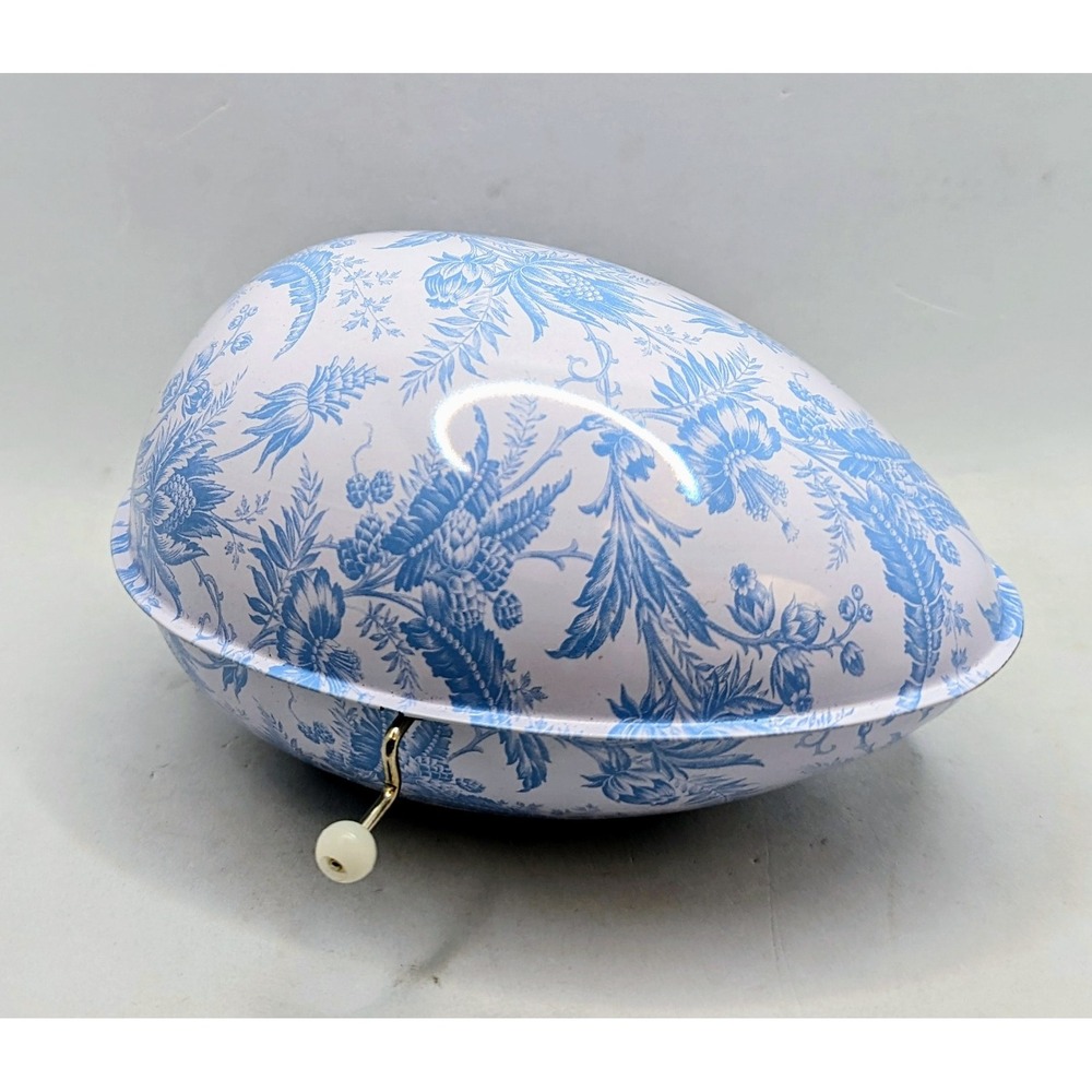 Vintage 50s Mattel Style Blue Pattern Musical Tin Wind-up Litho Egg
